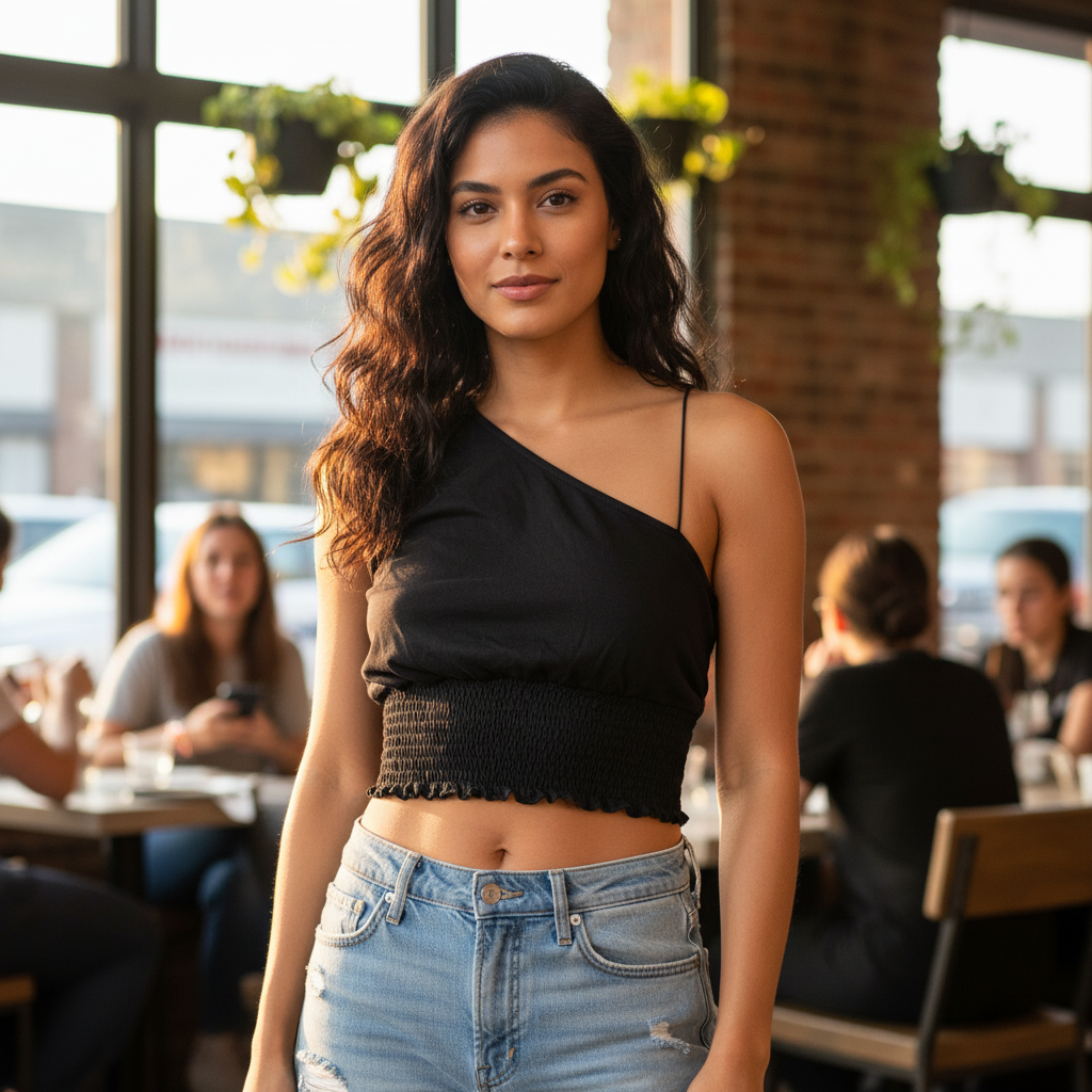Urban Outfitters Black One-Shoulder Top