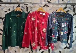 avg-03620 y2k style christmas cardigan sweater