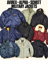 military avirex, alpha industry jackets