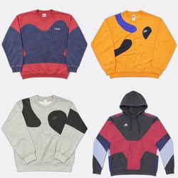 Upcycled mixed branded Sweatshirts and Hoodies.
