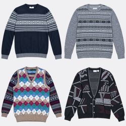Vintage Patterned Sweaters and Cardigans (FNC:129)
