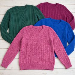 Cable Knit Round Neck Sweaters