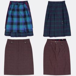 Vintage Plaid Tartan Midi Skirts Bundle