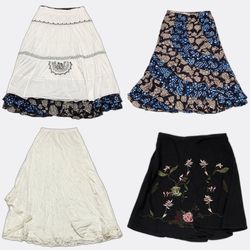 Maxi Skirts Embroidered Lace Tiered Bohemian GRV-9..