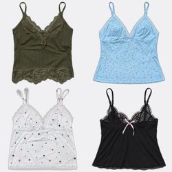Y2k Style Lace Trim Camisoles