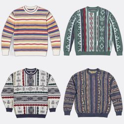 Vintage Patterned Round Neck Sweaters