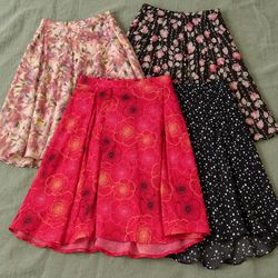 Y2K Women's Printed Floral and Polka Dot poly Skir..
