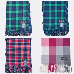 Barbour Plaid Tartan Fringed Scarves
