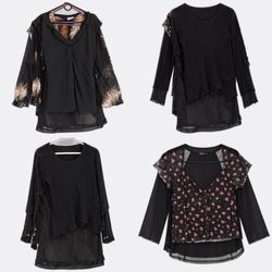 Women's Black Embellished Blouses and Camisoles