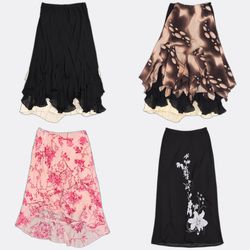 Patterned and Floral Midi Skirts