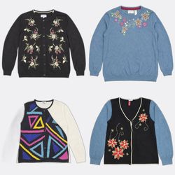 Floral Embroidered Knit Sweaters