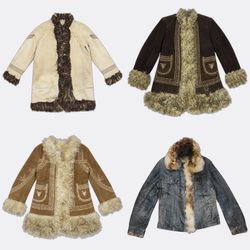 Suede Afghan Coats with Fur Trim