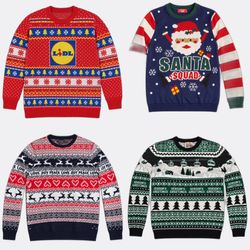 Round Neck Sweaters with Festive Holiday Graphics