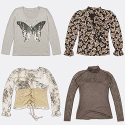 Y2k Women Bedruckte Tops und Blusen RE-3964