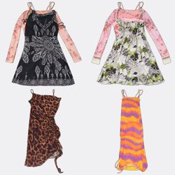 (VW-1035) Vintage & Y2K Women's Printed Dress Bund..
