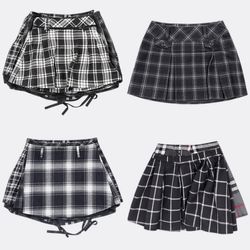 Y2K Plaid and Checked Mini Skirts RE-3867