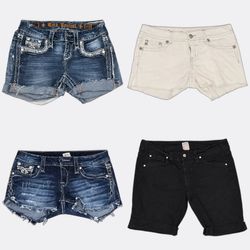 Miss Me Rock Revival Denim Shorts