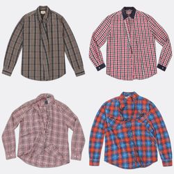 Check Plaid and Striped Button-Up Shirts