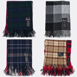 Barbour Plaid Fringed Scarves