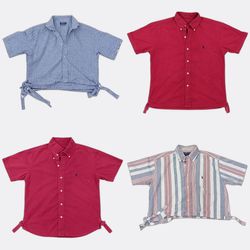 CR13885 Upcycled Polo Crop Shirts Bundle
