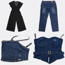 Women's Denim Corset Tops