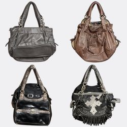 Handbags with Shoulder Straps and Hardware Details..