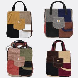 Cr12828 Upcycle Carhartt Patchwork Corduroy Tote B..