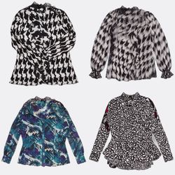 Women's Printed Pleated Blouses