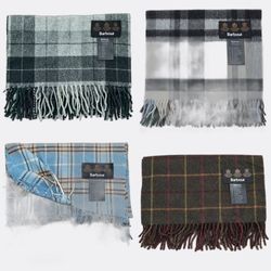 Barbour Plaid Wool Fringe Scarves
