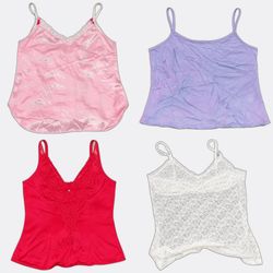 Op Vintage 413 Satin and Lace Trim Camisoles