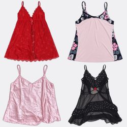 Lace Trim Satin Camisoles and Slip Dresses