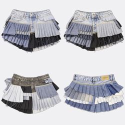 REP029 Saia mini plissada em camadas múltiplas de ..