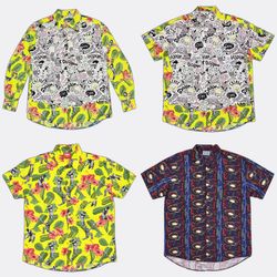 Camisas havaianas de mangas curtas e abotoamento f..
