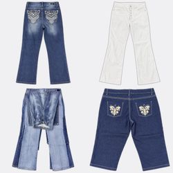 Embellished Pocket Denim Bootcut Jeans