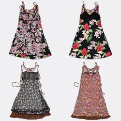 Women's Printed Floral Slip Dresses-AV-172
