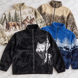 Printed Animal Graphic Fleece Jackets