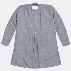 Striped Grandad Collar Button-Up Shirts