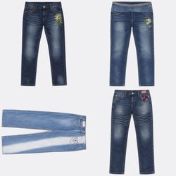Jean en denim brodé et orné