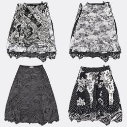 Y2K Monochrome Patterned Midi Skirts RE-38