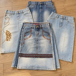 Y2K Unique Denim Midi Skirts RW-2716