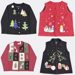 Y2K Holiday Embroidered Sweaters Mix