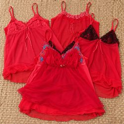 Y2K Red Lace Trim Camisoles RW-2712