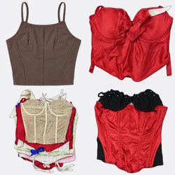 Satin and Lace Corset Bustier Tops