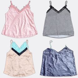 Satin and Lace Trim Camisoles and Slip Dresses