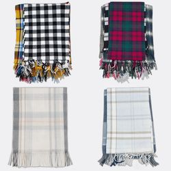 Plaid and Striped Fringe Scarves