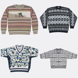 Patterned Knitwear Round Neck Sweaters