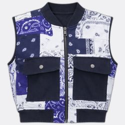 CR01176 Upcycled Bandana Patchwork Utility Vests