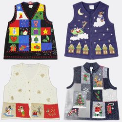 Novelty Christmas Holiday Knit Waistcoats
