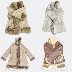 Faux Fur Trim Afghan Shearling Coats
