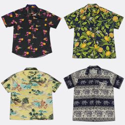 Tropical Floral Printed Short Sleeve Hawaiian Shir..
